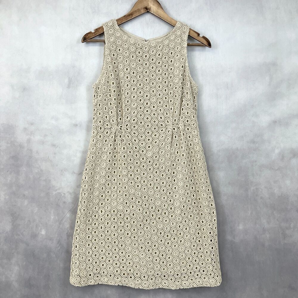 Garnet Hill Womens Dress Size 6P Eyelet Sheath Brunch Coastal Cottagecore Chic